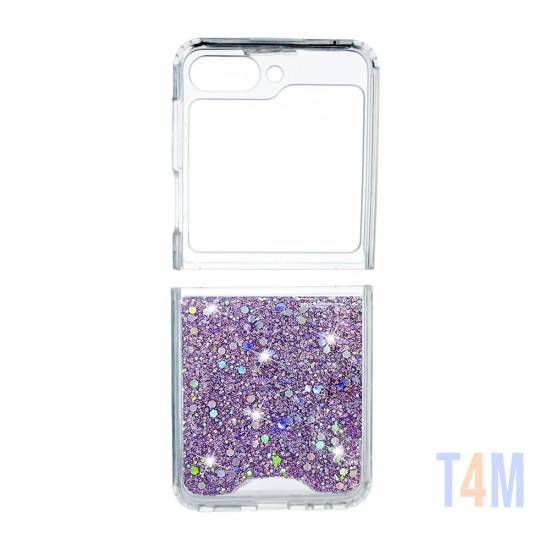 Hard Silicone Case with Glitter for Samsung Galaxy Z Flip 5 Purple